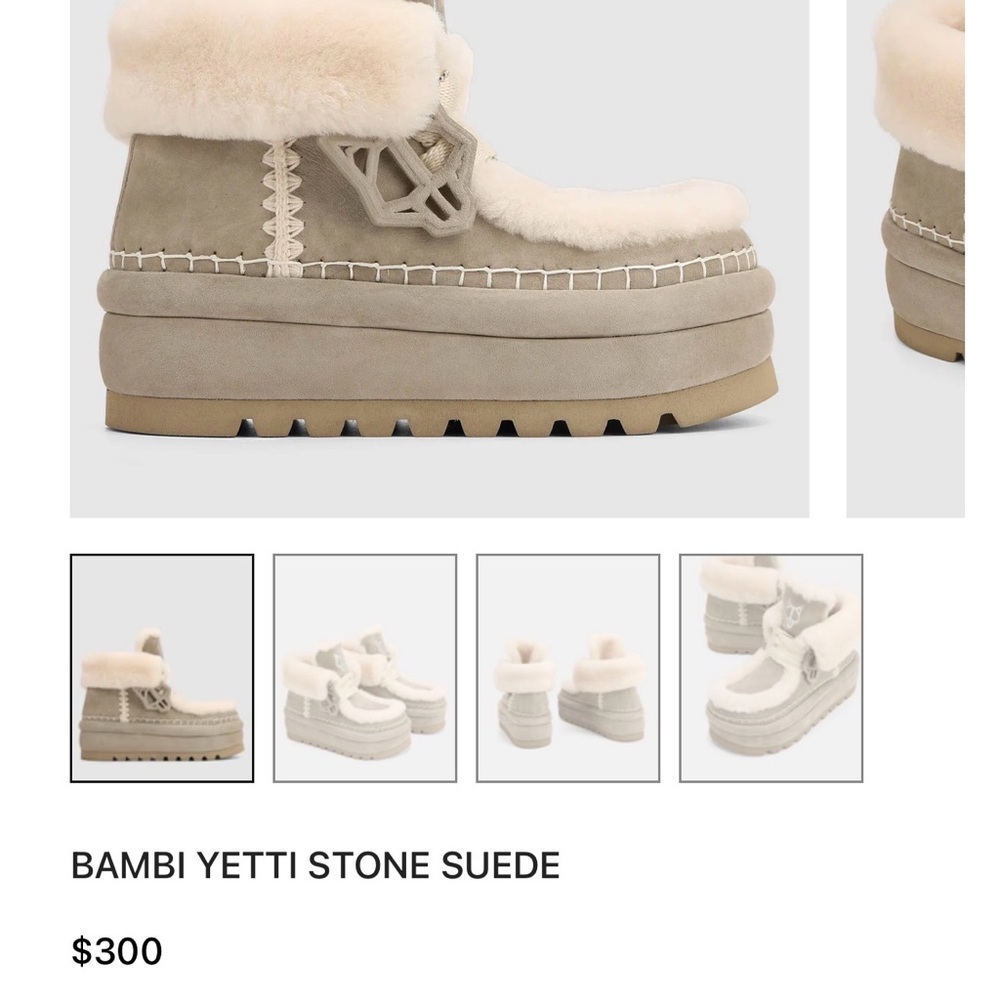 Naked Wolfe Stone Suede Platform Shearling Boots